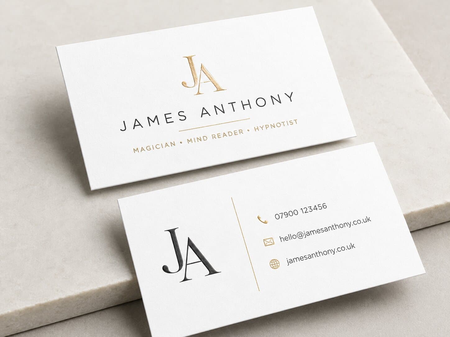 Premium 450gsm matt laminated business cards for magicians