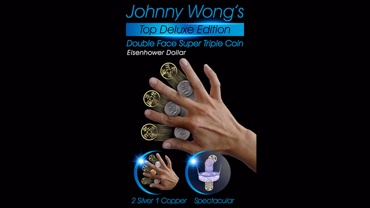 Johnny Wong's Double Face Super Triple Coin (Eisenhower Dollar Size) by Johnny Wong - magic trick