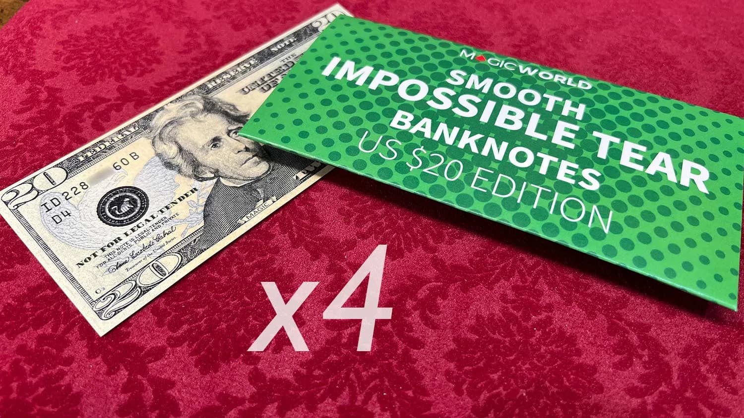 Impossible Tear US 20 Banknote x4 - Stage Money - magic trick