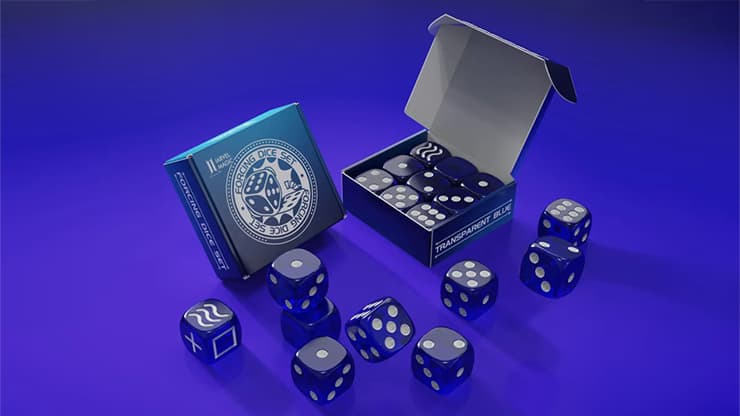 Forcing Dice Set by IARVEL Magic (Transparent Blue) - magic trick