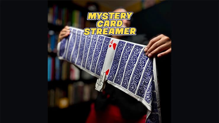 Mystery Card Streamer (Blue 4 of Hearts) by PlayTime Magic DEFMA - magic trick