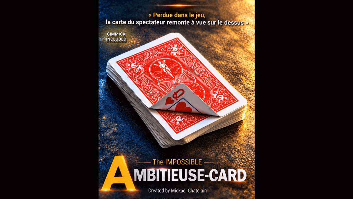 IMPOSSIBLE AMBITIEUSE CARD (BLUE) by Mickael Chatelain magic trick