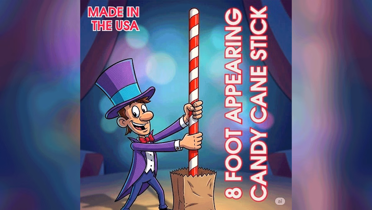 Appearing Candy Cane Red & White - 8 Foot by Big Guys Magic magic trick