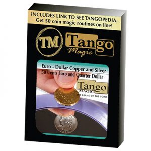 Euro-Dollar Copper And Silver (50 Cent Euro and Quarter Dollar) (ED003)by Tango Magic-Trick