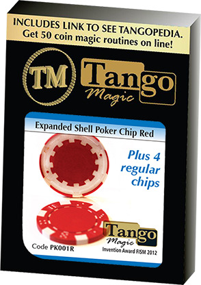 Expanded Shell Poker Chip Red plus 4 Regular Chips (PK001R) by Tango magic