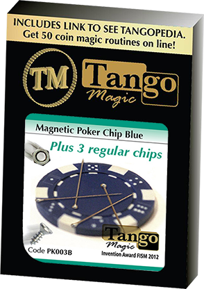 Magnetic Poker Chip Blue plus 3 regular chips (PK003B) by Tango Magic