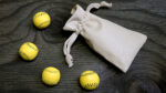 Set of 4 Leather Balls for Cups and Balls (Yellow) by Leo Smetsers