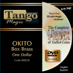 Okito Coin Box (BRASS w/DVD)(B0028) One Dollar by Tango Magic