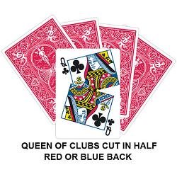 Queen Of Clubs Cut In Half Gaff Card